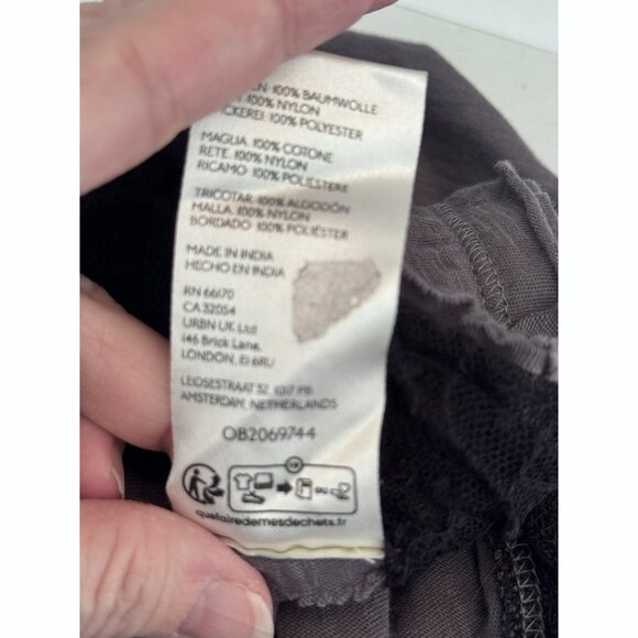 Free People We The Free Effie Twofer Layered Lace Top Size S Gray Boho Grunge - Picture 12 of 14